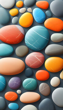 Colorful Pebbles on a Dark Background