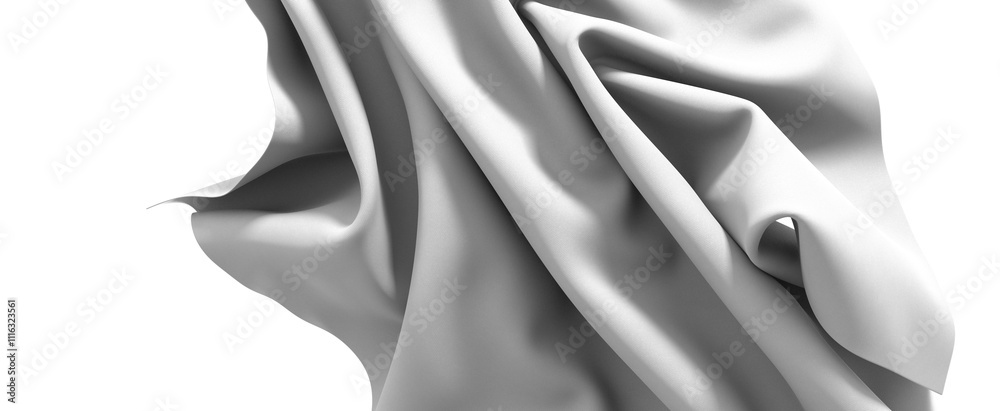 Poster A smooth, white, abstract texture with a flowing, elegant design. The image is minimal and can be used for various backgrounds and design purposes.