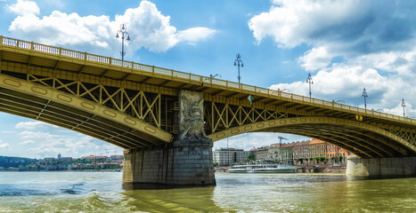 View of the Margaret Bridge over the Danube In Budapest, Hungary
