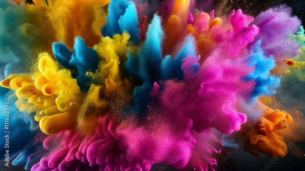 Aufkleber vibrant color explosion: abstract art of swirling, vibrant paint colors creating a dynamic and energ