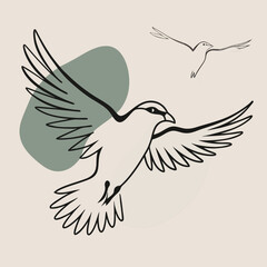 Obraz premium black-and-white vector silhouette combining a fulmar bird flying