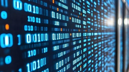 Abstract Flowing Stream of Digital Data. Binary Code Speed Motion Background in Cool Colors.