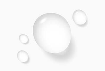 Clear serum drops with air bubbles. Collagen gel, cosmetic product for skin care