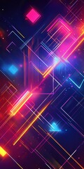 Obraz premium Abstract background with futuristic techno patterns neon shapes