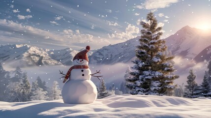 Obraz premium muñeco de nieve de navidad