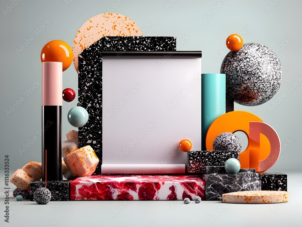 Poster blank and clean minimal roll up presentation display with simple geometric shapes lines and high end