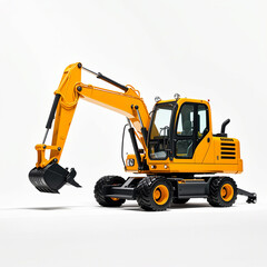 Wheeled Excavator on white background