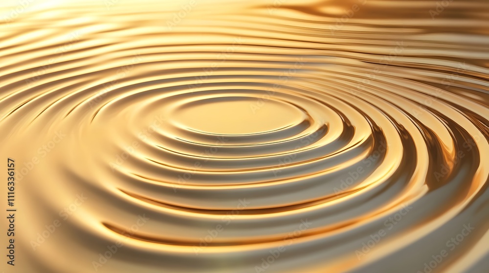 Poster Golden Ripples on Water Surface with Smooth Texture Creating Calm and Serene Atmosphere Ideal for Relaxation or Meditation Backgrounds
