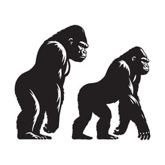 Majestic gorilla silhouette for modern design needs - Gorilla black vector
