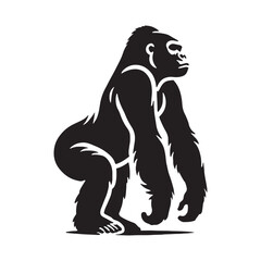 Fototapeta premium Detailed gorilla silhouette for creative artistic projects - Gorilla black vector 