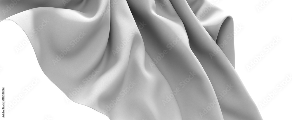Poster A close-up image of a white fabric, showing its smooth texture and flowing drapes, creating abstract patterns and folds.