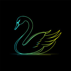 Obraz premium Minimalistic Swan line art illustration