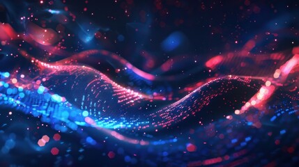 Obraz premium Abstract Digital Wave with Glowing Particles