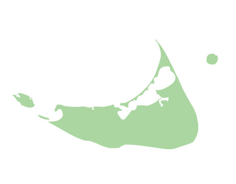 Nantucket Island isolated silhouette map.
