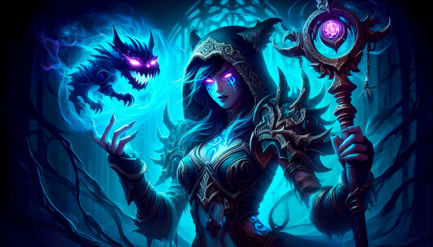 Fantasy summoner wizard character