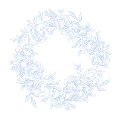 Graphic seamless pattern with flowers and birds. Illustration