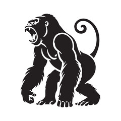 Fototapeta premium Unique gorilla roaring silhouette for modern creative projects - Gorilla roaring illustration - minimallest gorilla roaring vector 