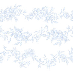 Fototapeta premium Graphic seamless pattern with flowers and birds. Illustration