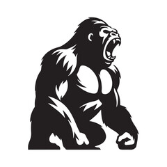 Fototapeta premium Creative gorilla roaring silhouette for innovative artistic designs - Gorilla roaring illustration - minimallest gorilla roaring vector 
