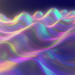 Obraz premium abstract technology data wavy lines in holographic style background