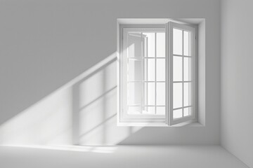 Fototapeta premium The shadow of a window on the wall, cast by the sun's rays.
