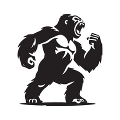 Gorilla roaring silhouette for creative digital projects - Gorilla roaring black vector
