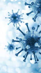 Viruses under microscope, showcasing intricate structures and details