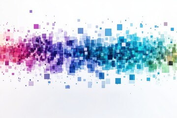 Abstract gradient color square pixels background with Big data technology concept banner Vector illustration