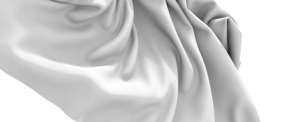 A close-up shot of white fabric draped to create a smooth and elegant background texture.