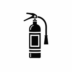Silhouette Design of a Fire Extinguisher with Cylindrical Body and Hose in a Minimalist Safety and Emergency Style