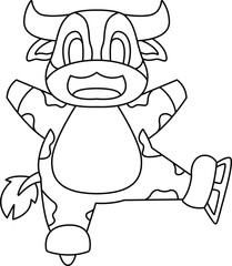 Cow Ice skating Ice skates Animal Vector Graphic Art Illustration