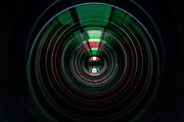 Close-up lens,Video camera lens,Camera lens close up and blue background