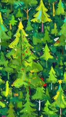 Abstract Tree Pattern Christmas Card – Vertical Artistic Holiday Design
