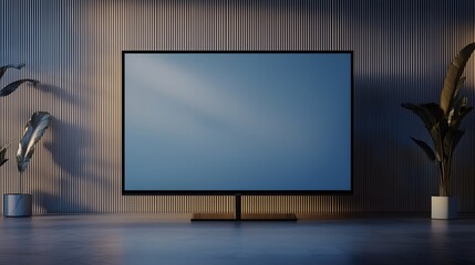 Fototapeta premium Professional Clean Screen Broadcast Setup for Modern Interiors Featuring Minimalist Design and Soft Lighting in a Stylish Environment