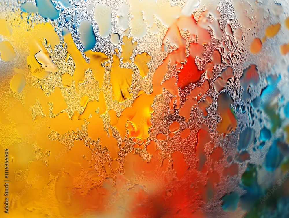 Poster abstract colorful background with soft focus through a misty glass surface featuring vibrant hues of