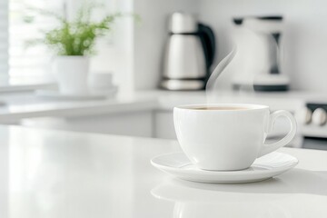 Fototapeta premium Aromatic coffee creating a cozy atmosphere in a modern kitchen