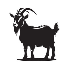 Simplified goat silhouette for artistic digital projects - Goat illustration - minimallest goat vector
