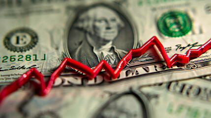 Economic Crisis Concept with Declining Market Chart and Dollar Bill

