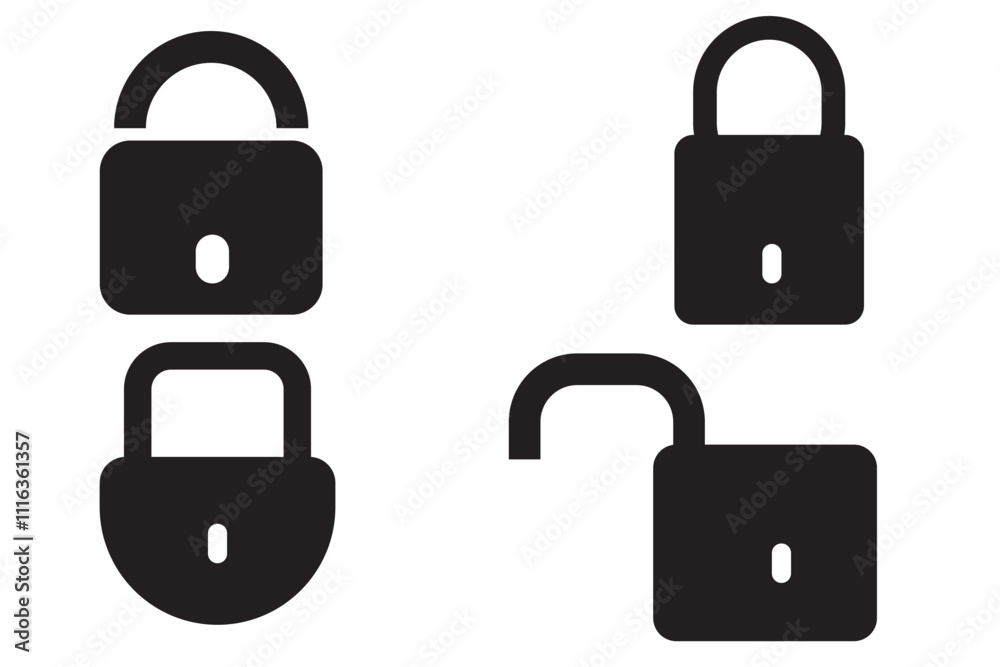 Wall mural lock icons set. locked and unlocked privacy lock symbol set . vector illustration.lock icon collecti