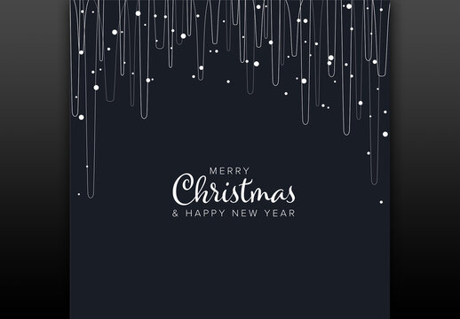 Minimalist Christmas flyer/card template with icicles