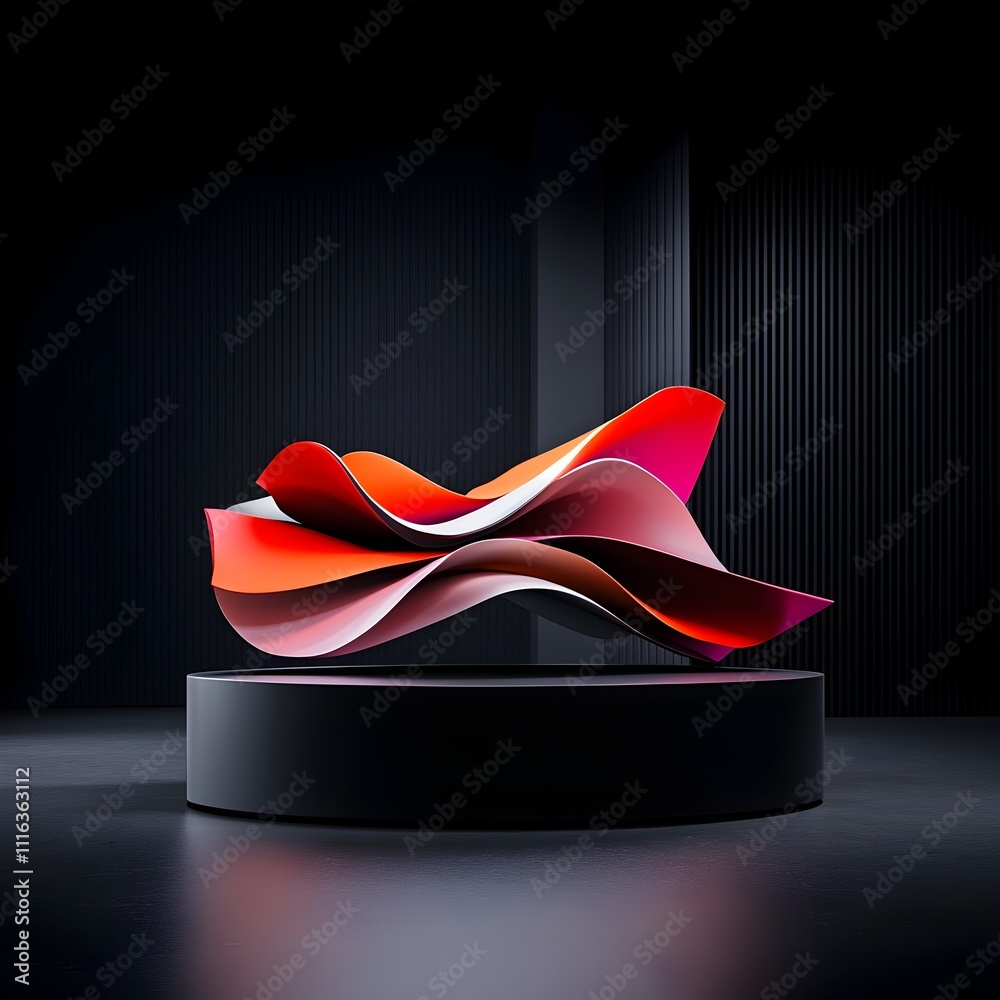 Poster minimalist studio setting featuring an empty roll up display with a dramatic directional lighting hi