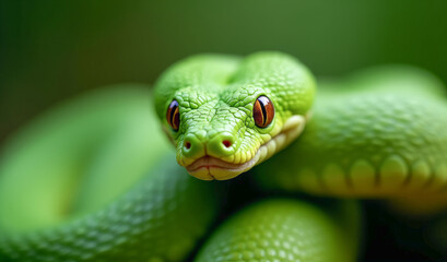 Fototapeta premium a green snake close up