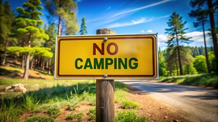 Obraz premium Classic No Camping Sign - AI Photo with Copy Space