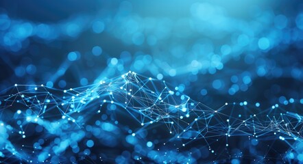 Abstract Tech Background. Blue Connection Design with Network Mesh