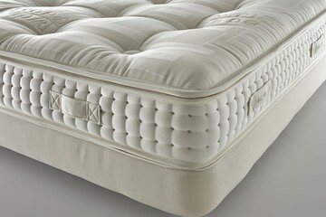 Fototapeta premium Close up of a plush mattress featuring quilted texture for ultimate comfort and restful sleep