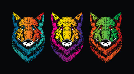 Head of a wild boar. Original vector illustration in vintage style. T-shirt design.