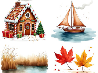Fototapeta premium christmas card with christmas tree