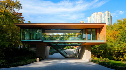 Modern Hillside Home with Glass Bridge and City Lights, Bel Air Estate