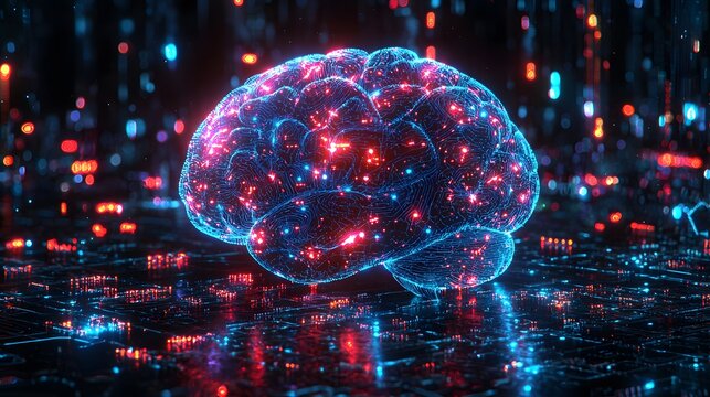 Glowing Circuit of Digital Human Brain Background Image