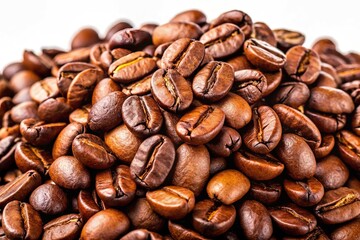Fototapeta premium French Vanilla Coffee Beans Macro Closeup Isolated Pile